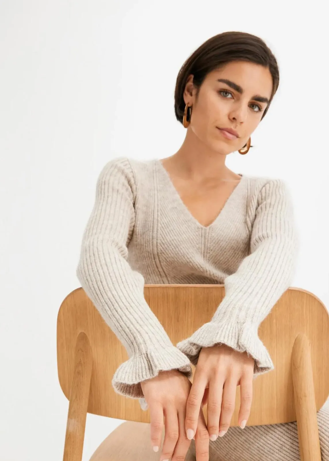 bonprix Kleider|Strickmode^Strickkleid sand meliert