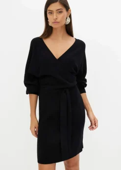 bonprix Bekleidung·Pullover & Strickjacken|Nachhaltigere Materialien^Strickkleid aus Viskose-Mix schwarz