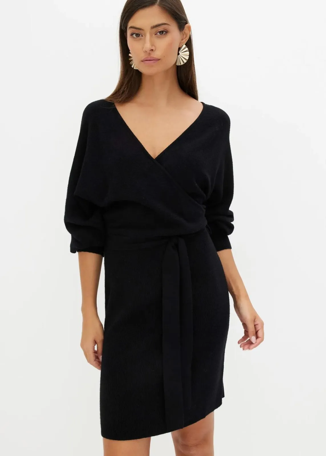 bonprix Bekleidung·Pullover & Strickjacken|Nachhaltigere Materialien^Strickkleid aus Viskose-Mix schwarz