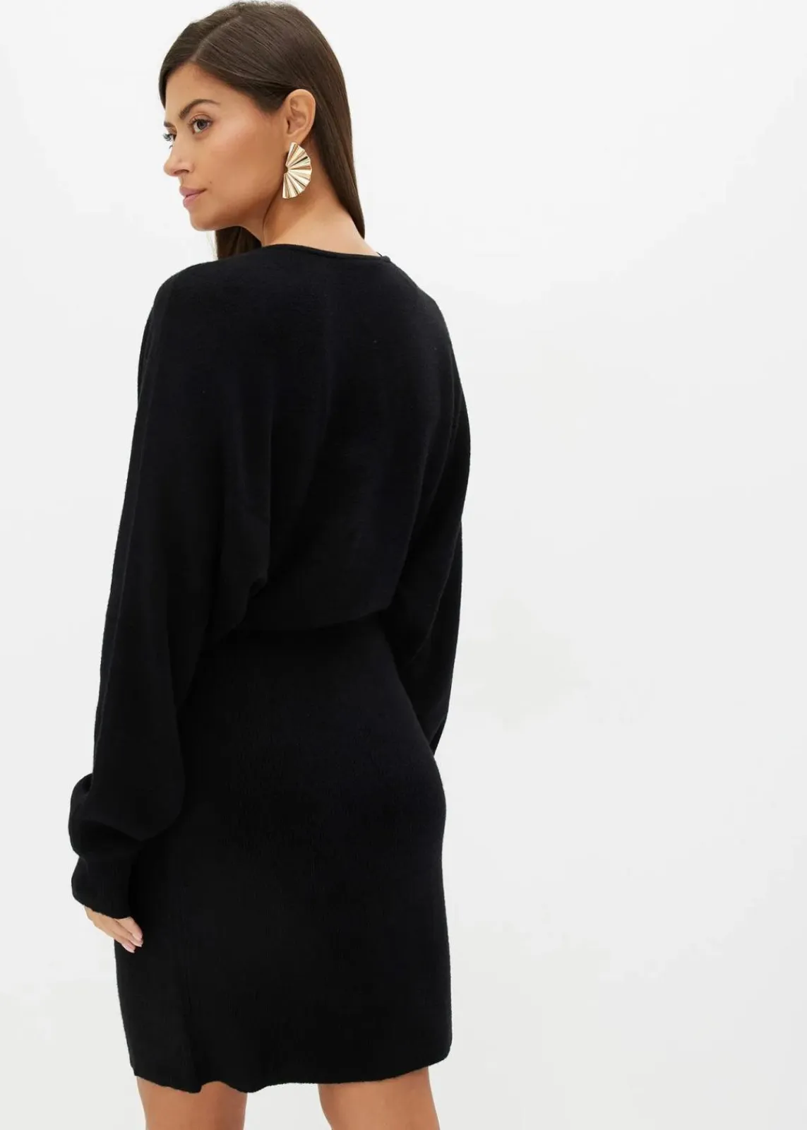 bonprix Bekleidung·Pullover & Strickjacken|Nachhaltigere Materialien^Strickkleid aus Viskose-Mix schwarz