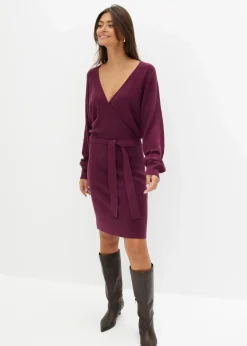bonprix Nachhaltigere Materialien|Bekleidung·Pullover & Strickjacken^Strickkleid aus Viskose-Mix aubergine