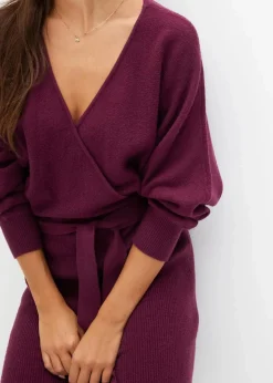 bonprix Nachhaltigere Materialien|Bekleidung·Pullover & Strickjacken^Strickkleid aus Viskose-Mix aubergine