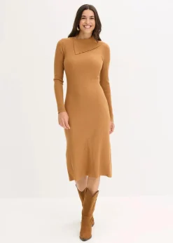 bonprix Bekleidung·Umstandsmode|Bekleidung·Pullover & Strickjacken^Strickkleid aus fließendem Viskose-Mix haselnuss