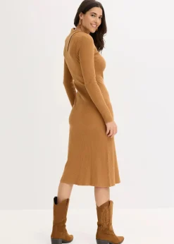bonprix Bekleidung·Umstandsmode|Bekleidung·Pullover & Strickjacken^Strickkleid aus fließendem Viskose-Mix haselnuss