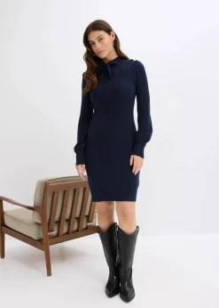 bonprix Bekleidung·Umstandsmode|Strickmode^Strickkleid aus fließendem Viskose-Mix dunkelblau