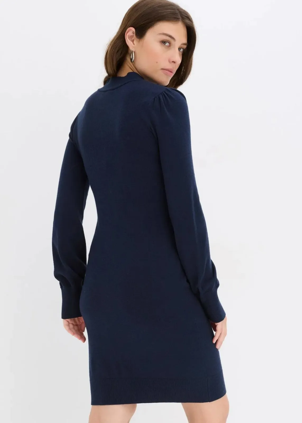 bonprix Bekleidung·Umstandsmode|Strickmode^Strickkleid aus fließendem Viskose-Mix dunkelblau