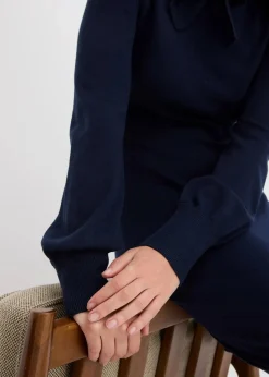 bonprix Bekleidung·Umstandsmode|Strickmode^Strickkleid aus fließendem Viskose-Mix dunkelblau