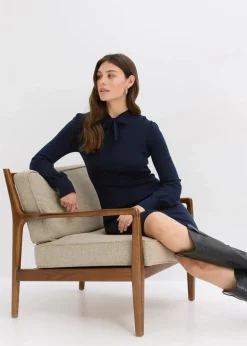 bonprix Bekleidung·Umstandsmode|Strickmode^Strickkleid aus fließendem Viskose-Mix dunkelblau