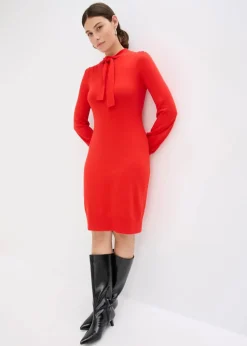 bonprix Bekleidung·Umstandsmode|Strickmode^Strickkleid aus fließendem Viskose-Mix rot