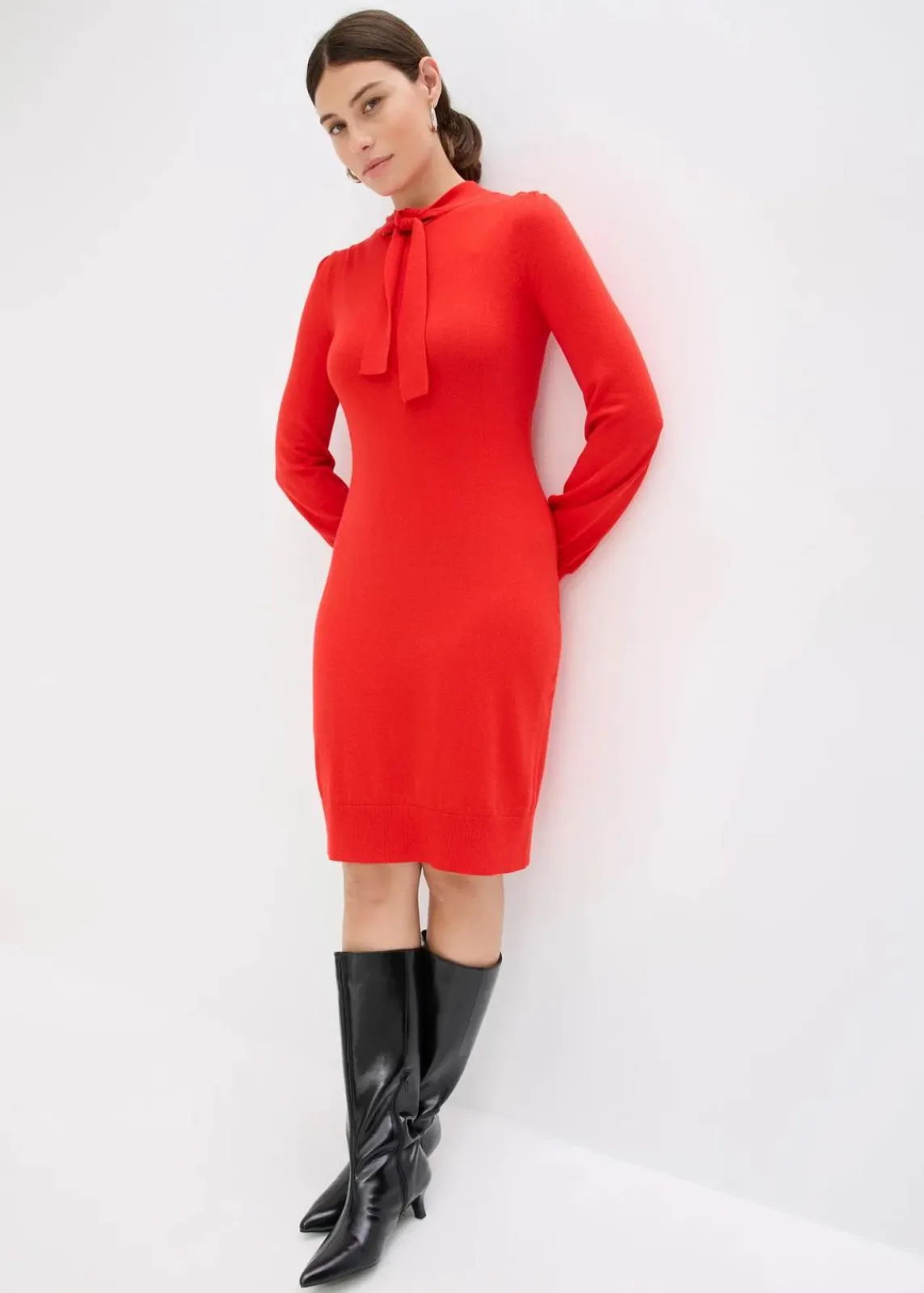 bonprix Bekleidung·Umstandsmode|Strickmode^Strickkleid aus fließendem Viskose-Mix rot