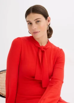 bonprix Bekleidung·Umstandsmode|Strickmode^Strickkleid aus fließendem Viskose-Mix rot