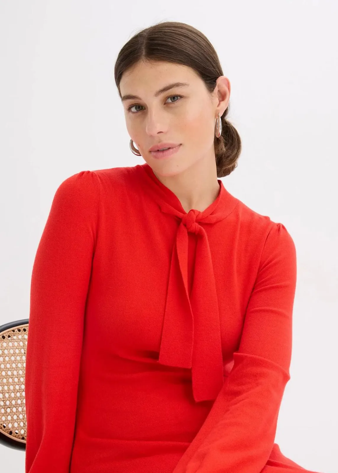 bonprix Bekleidung·Umstandsmode|Strickmode^Strickkleid aus fließendem Viskose-Mix rot