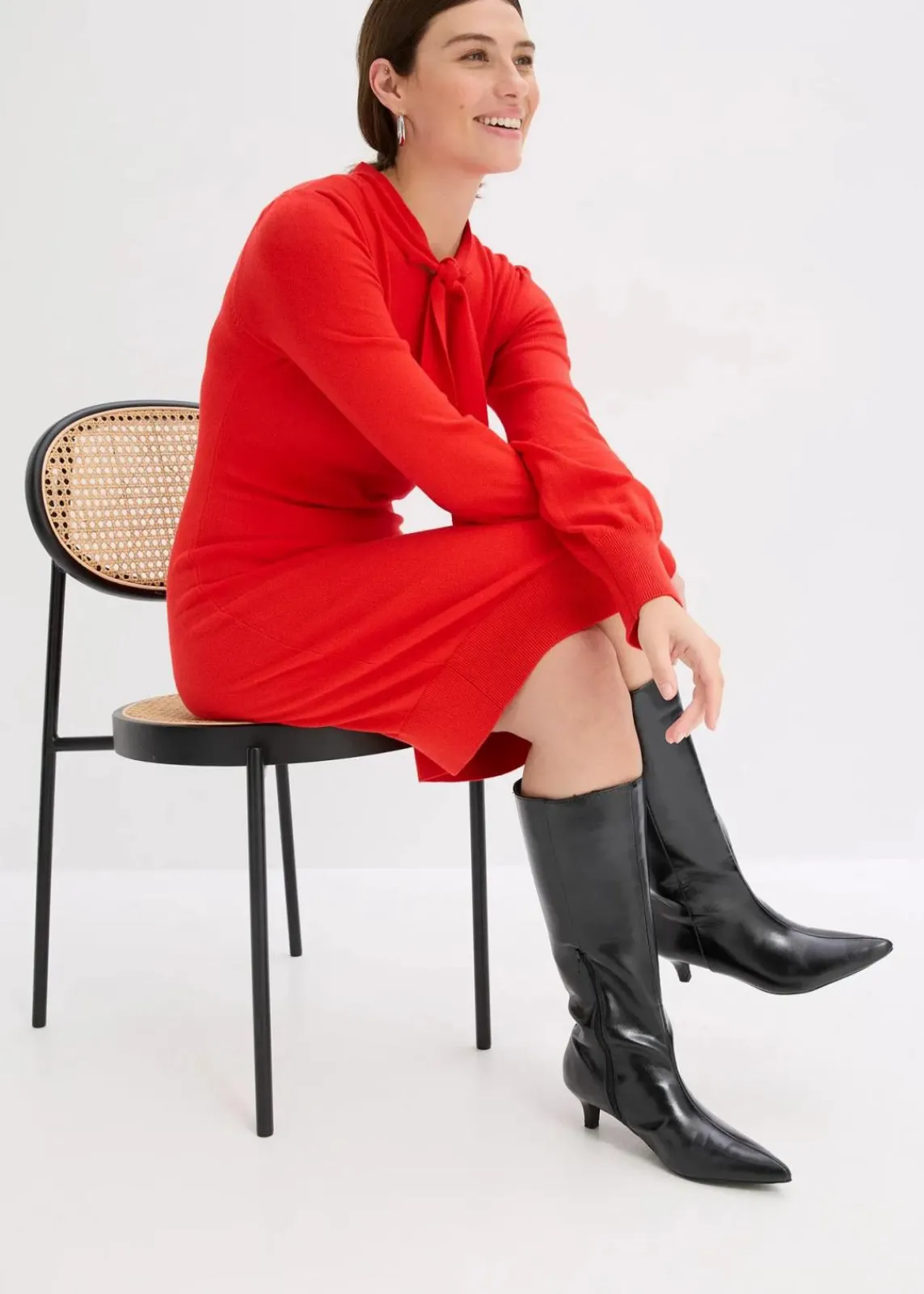 bonprix Bekleidung·Umstandsmode|Strickmode^Strickkleid aus fließendem Viskose-Mix rot
