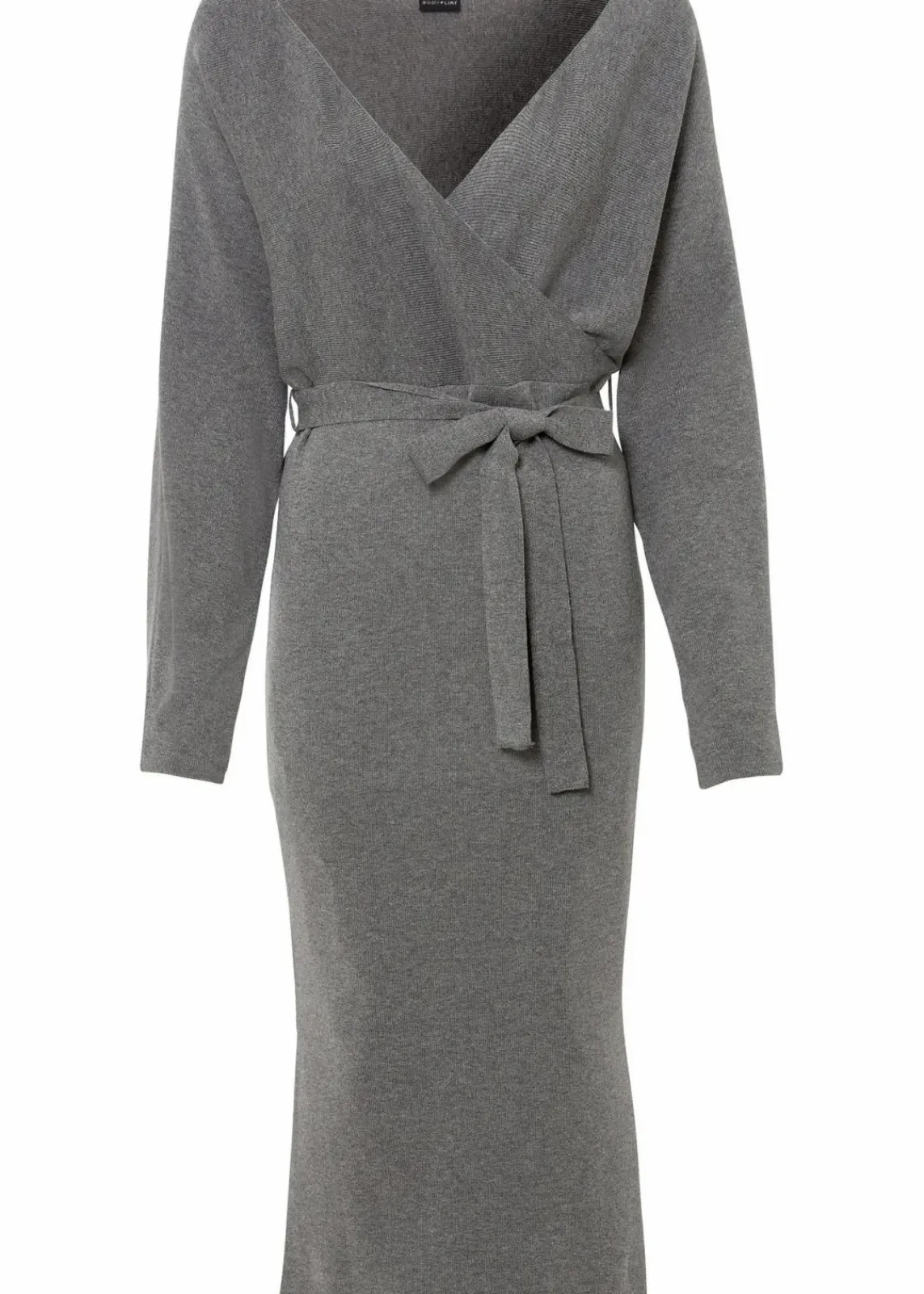 bonprix Kleider|Strickmode^Strickkleid aus fließendem Viskose-Mix anthrazit meliert