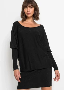 bonprix Bekleidung·Umstandsmode|Strickmode^Strickkleid aus fließendem Viskose-Mix schwarz