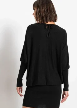 bonprix Bekleidung·Umstandsmode|Strickmode^Strickkleid aus fließendem Viskose-Mix schwarz