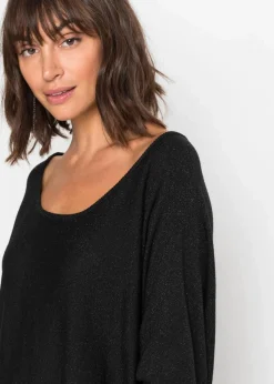 bonprix Bekleidung·Umstandsmode|Strickmode^Strickkleid aus fließendem Viskose-Mix schwarz