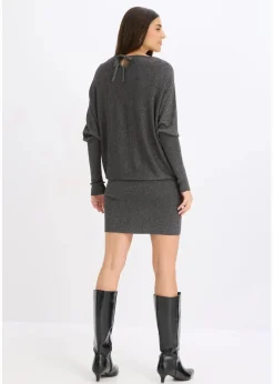 bonprix Bekleidung·Umstandsmode|Strickmode^Strickkleid aus fließendem Viskose-Mix anthrazit meliert