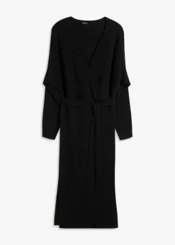 bonprix Kleider|Strickmode^Strickkleid aus fließendem Viskose-Mix schwarz