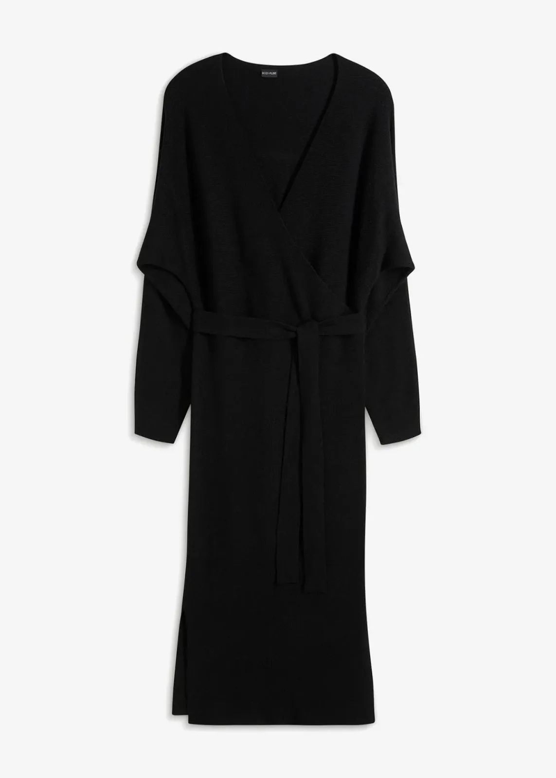 bonprix Kleider|Strickmode^Strickkleid aus fließendem Viskose-Mix schwarz