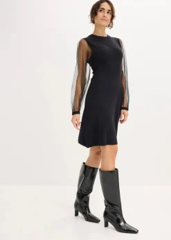 bonprix Bekleidung·Umstandsmode|Bekleidung·Pullover & Strickjacken^Strickkleid aus fließendem Viskose-mix schwarz