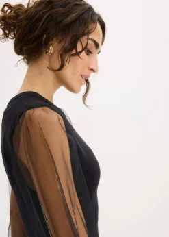 bonprix Bekleidung·Umstandsmode|Bekleidung·Pullover & Strickjacken^Strickkleid aus fließendem Viskose-mix schwarz