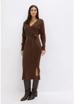 bonprix Bekleidung·Umstandsmode|Bekleidung·Pullover & Strickjacken^Strickkleid aus fließendem Viskose-Mix braun