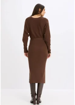 bonprix Bekleidung·Umstandsmode|Bekleidung·Pullover & Strickjacken^Strickkleid aus fließendem Viskose-Mix braun