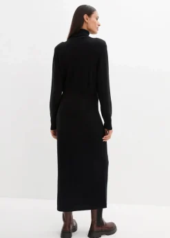 bonprix Kleider|Strickmode^Strickkleid aus Merinowolle schwarz