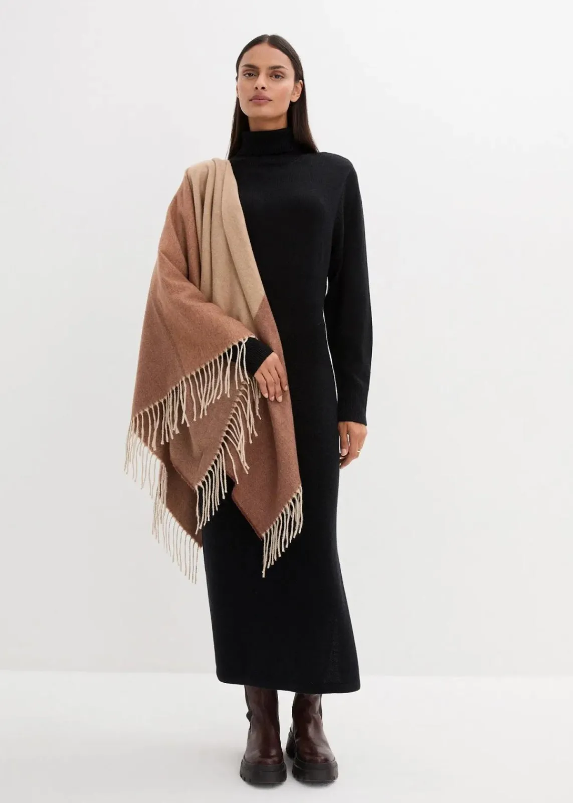 bonprix Kleider|Strickmode^Strickkleid aus Merinowolle schwarz