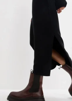 bonprix Kleider|Strickmode^Strickkleid aus Merinowolle schwarz