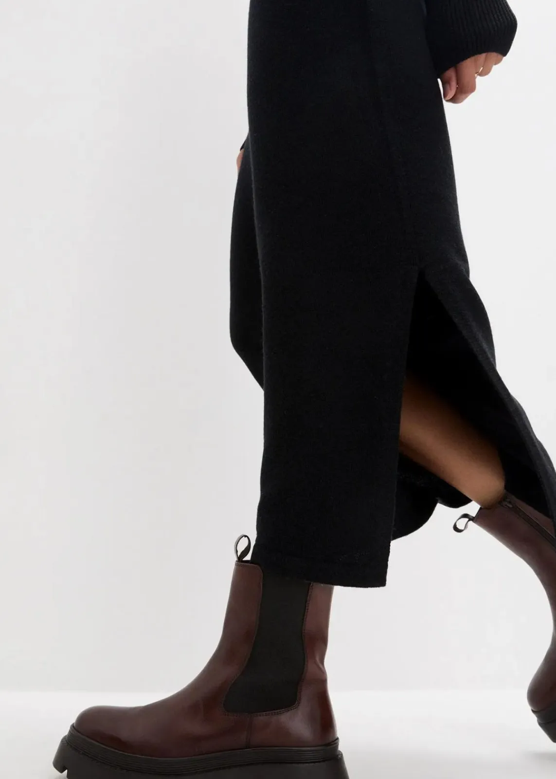 bonprix Kleider|Strickmode^Strickkleid aus Merinowolle schwarz