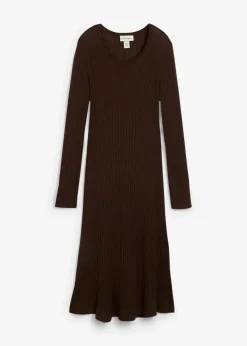 bonprix Kleider|Strickmode^Strickkleid aus Merinowolle dunkelbraun