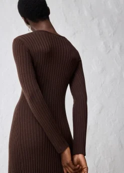 bonprix Kleider|Strickmode^Strickkleid aus Merinowolle dunkelbraun