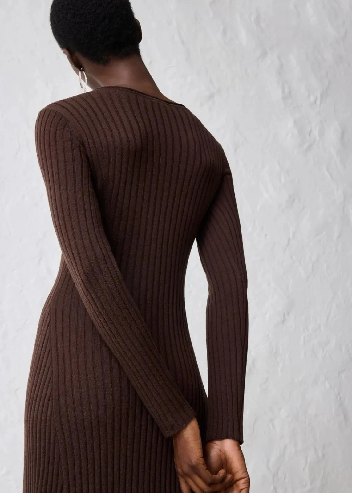 bonprix Kleider|Strickmode^Strickkleid aus Merinowolle dunkelbraun