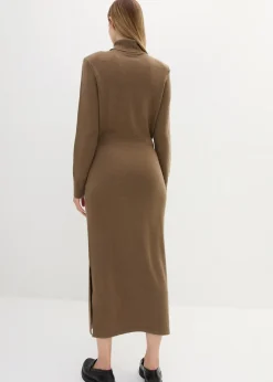 bonprix Kleider|Strickmode^Strickkleid aus Merinowolle walnussbraun