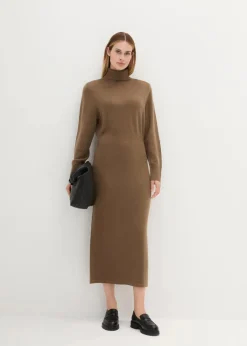 bonprix Kleider|Strickmode^Strickkleid aus Merinowolle walnussbraun