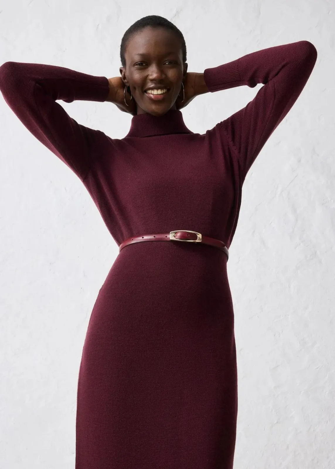bonprix Bekleidung·Umstandsmode|Bekleidung·Pullover & Strickjacken^Strickkleid aus Merinowolle weinrot