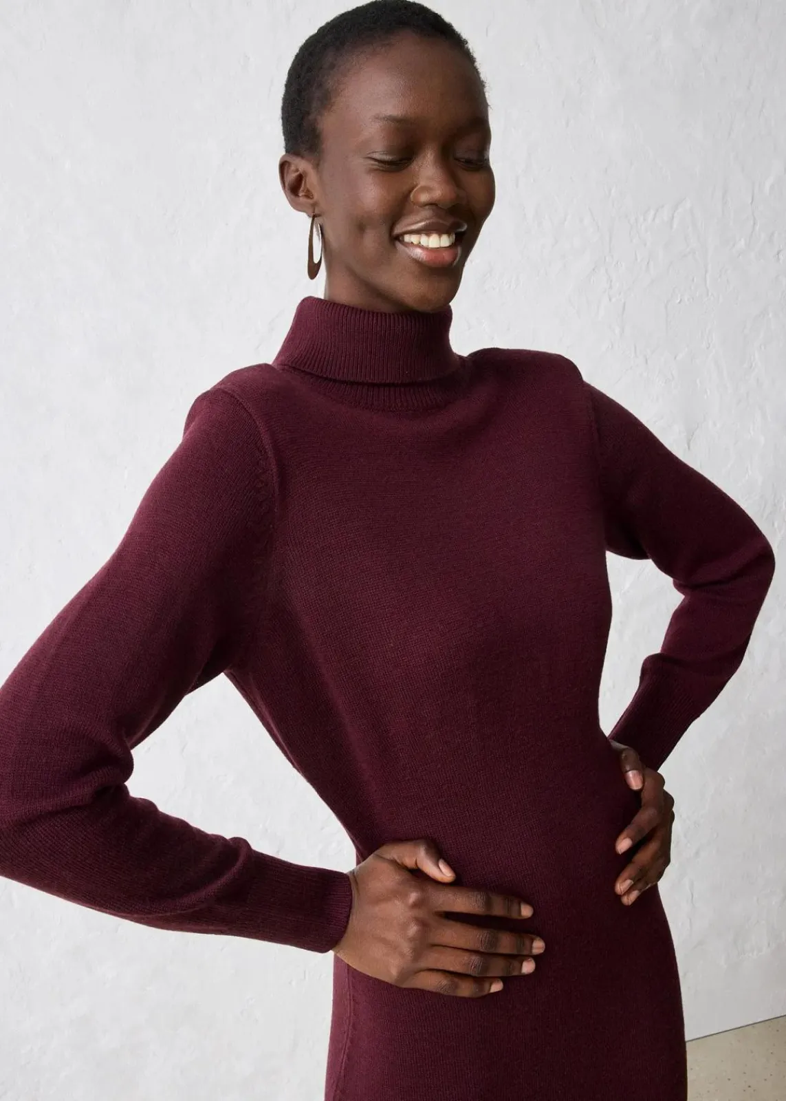 bonprix Bekleidung·Umstandsmode|Bekleidung·Pullover & Strickjacken^Strickkleid aus Merinowolle weinrot