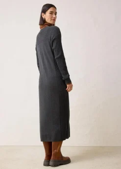 bonprix Bekleidung·Umstandsmode|Strickmode^Strickkleid aus Merinowolle anthrazit meliert