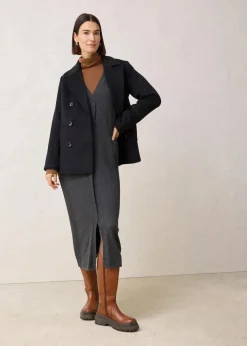 bonprix Bekleidung·Umstandsmode|Strickmode^Strickkleid aus Merinowolle anthrazit meliert