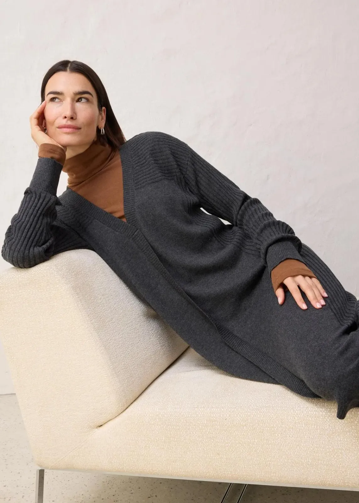 bonprix Bekleidung·Umstandsmode|Strickmode^Strickkleid aus Merinowolle anthrazit meliert