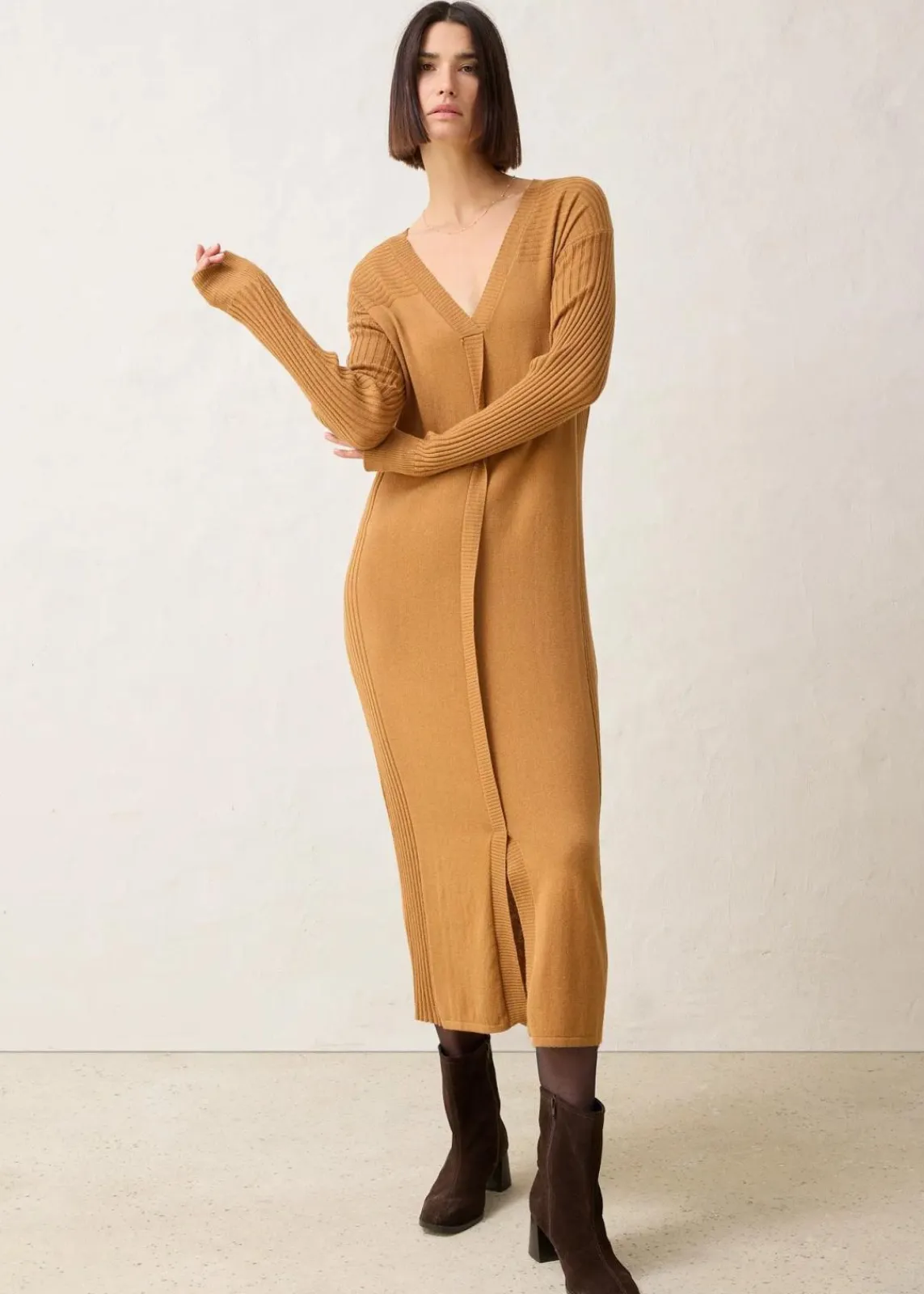 bonprix Bekleidung·Umstandsmode|Strickmode^Strickkleid aus Merinowolle haselnuss