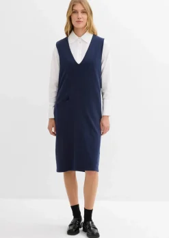 bonprix Bekleidung·Umstandsmode|Strickmode^Strickkleid aus reiner Baumwolle dunkelblau