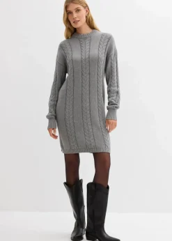 bonprix Bekleidung·Umstandsmode|Strickmode^Strickkleid aus reiner Baumwolle grau meliert