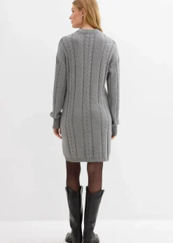 bonprix Bekleidung·Umstandsmode|Strickmode^Strickkleid aus reiner Baumwolle grau meliert