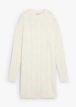 bonprix Bekleidung·Umstandsmode|Strickmode^Strickkleid aus reiner Baumwolle wollweiß