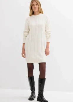 bonprix Bekleidung·Umstandsmode|Strickmode^Strickkleid aus reiner Baumwolle wollweiß