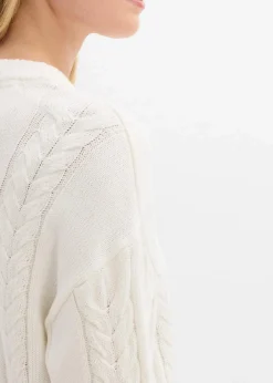 bonprix Bekleidung·Umstandsmode|Strickmode^Strickkleid aus reiner Baumwolle wollweiß