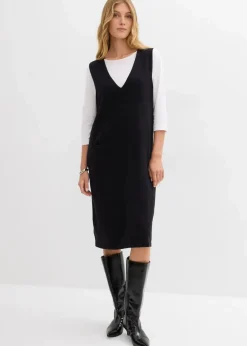bonprix Bekleidung·Umstandsmode|Strickmode^Strickkleid aus reiner Baumwolle schwarz